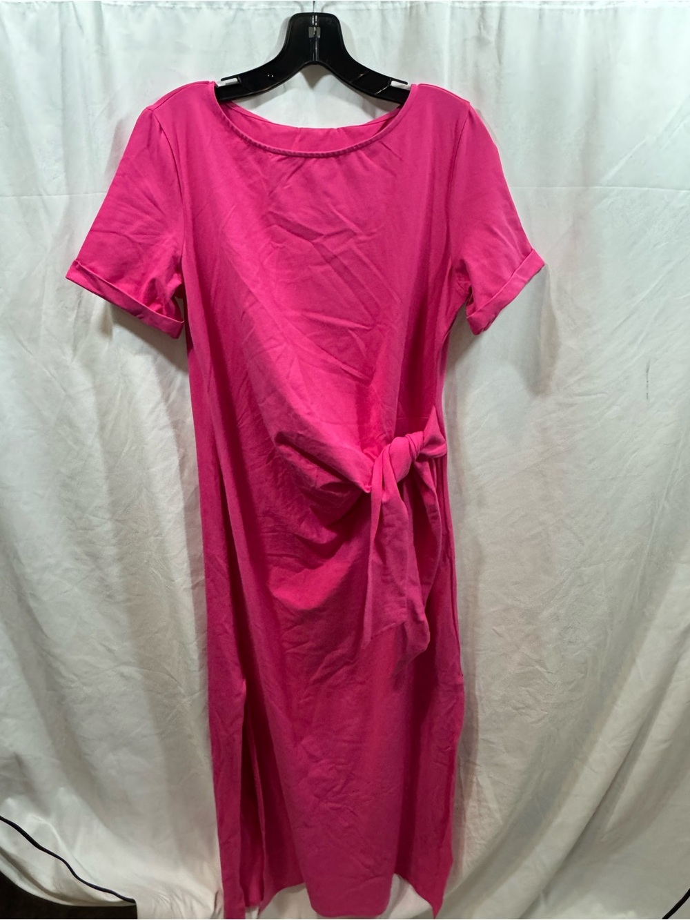 Sezane Women’s Tie-Waist Short Sleeve Dress - Bright Pink M